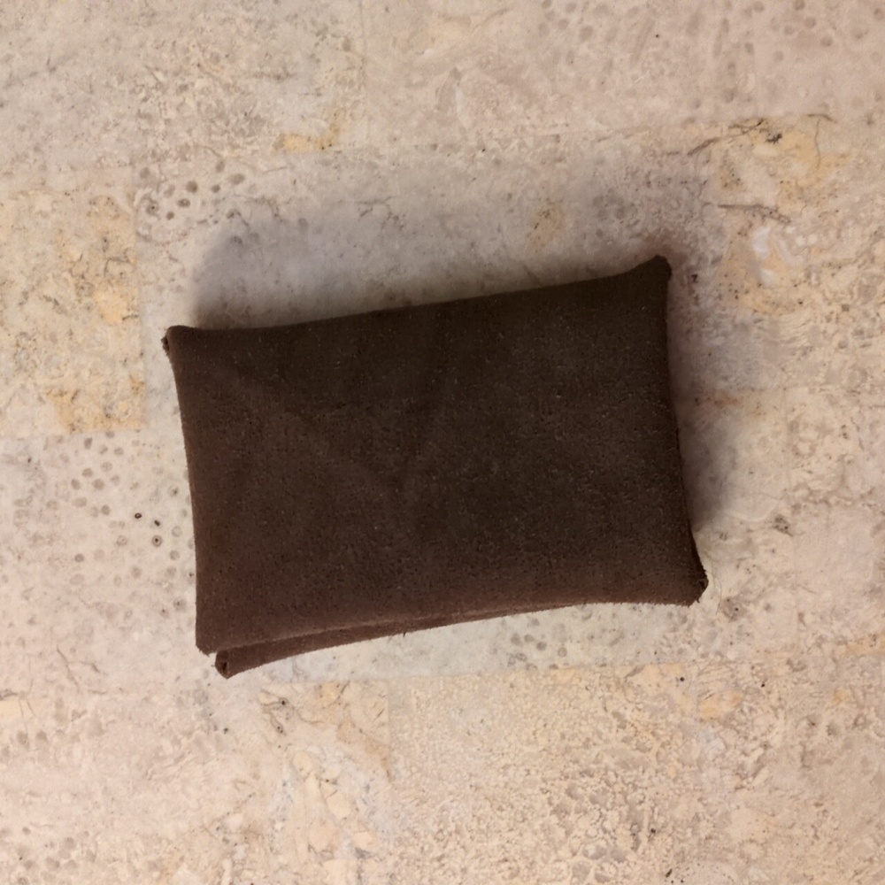 Handmade Genuine Suede Foldover Card Holder Brown Antique Gold Snap #01